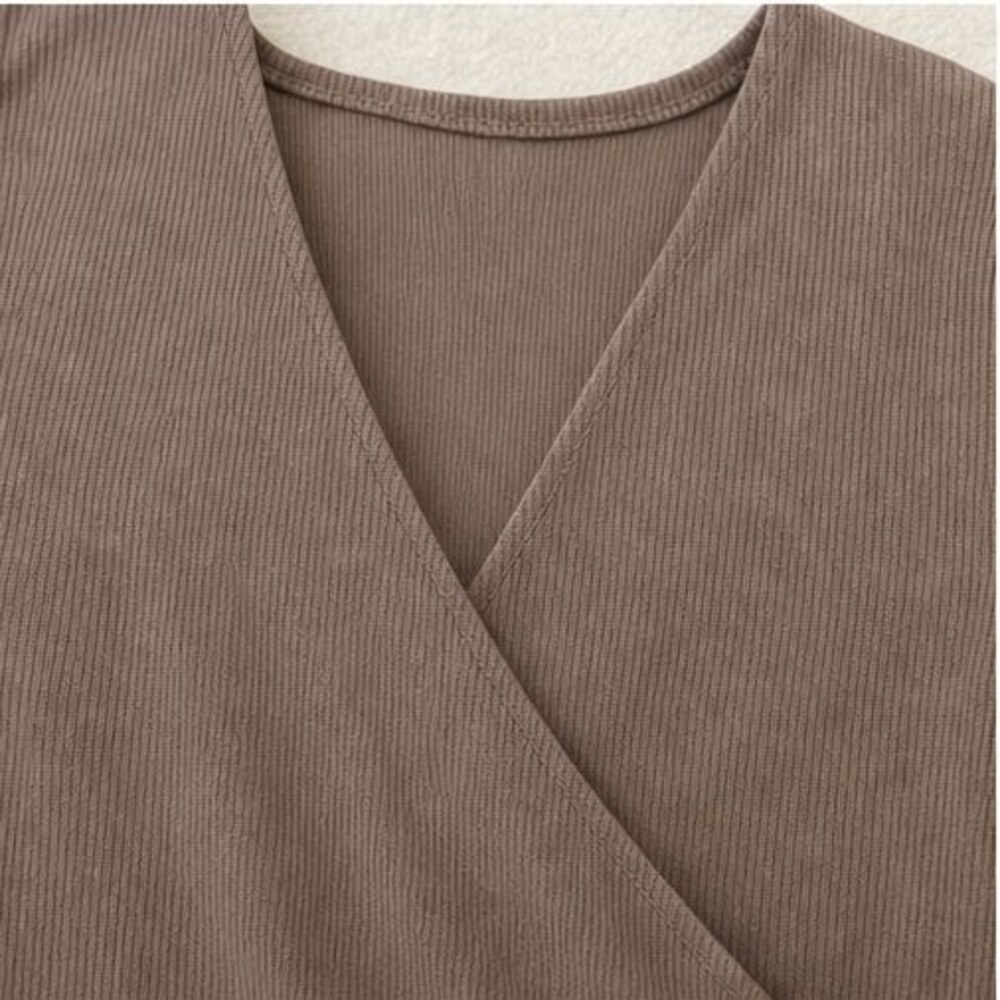 Taupe Wrap Blouse - Picture 4 of 6